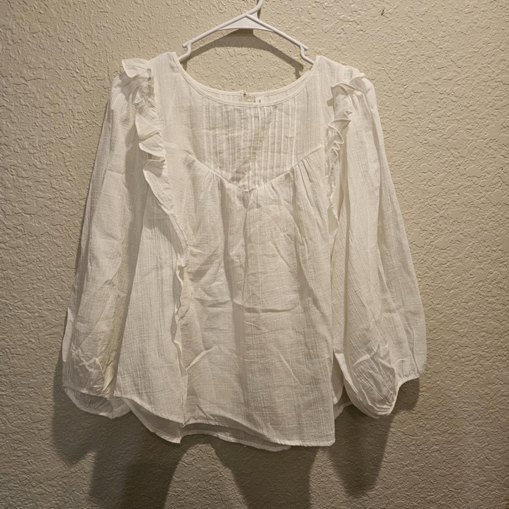 Gentle Fawn Anthropologie White peasant Sleeve  boho Women’s Large Blouse